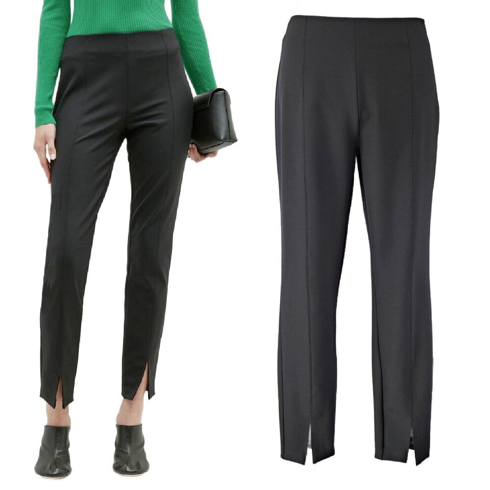 Marella Ariete Black Split Hem Skinny Trousers Stretch Side Zip Pants Max Mara